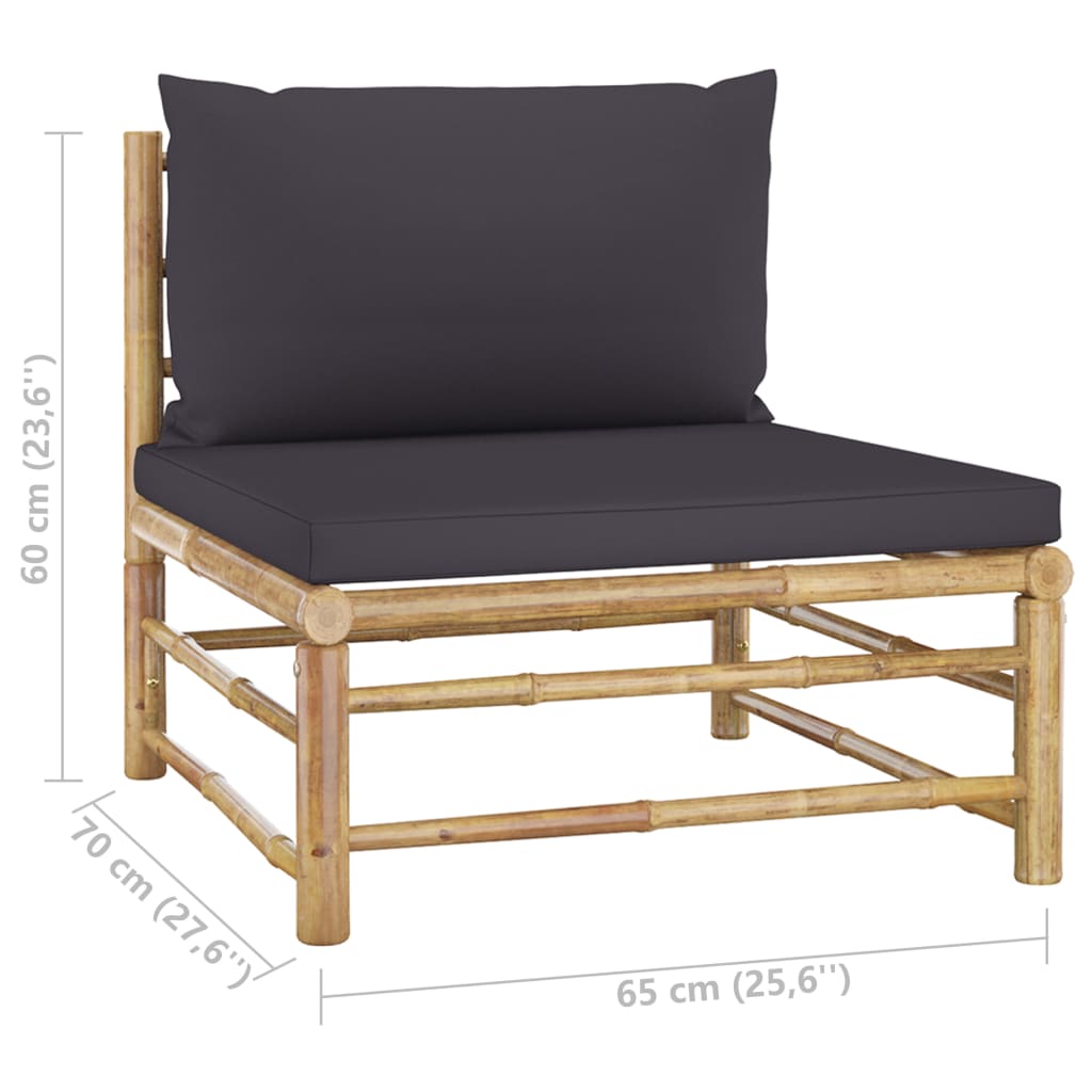 7-tlg. Garten-Lounge-Set mit Dunkelgrauen Kissen Bambus - Premium Gartenmöbel-Sets  - Just €890.68! Shop now at homesales4u
