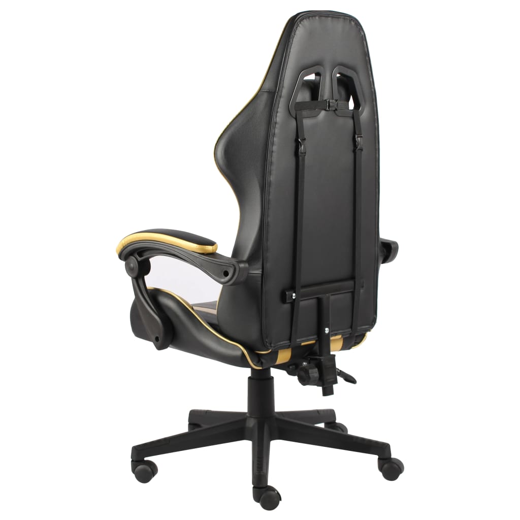 Gaming-Stuhl Schwarz und Golden Kunstleder - Premium Bürostühle  - Just €145.40! Shop now at homesales4u