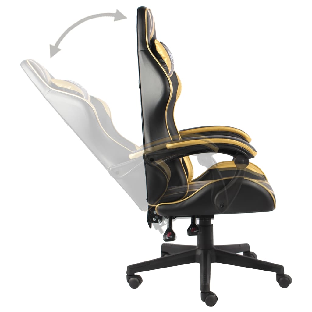 Gaming-Stuhl Schwarz und Golden Kunstleder - Premium Bürostühle  - Just €145.40! Shop now at homesales4u