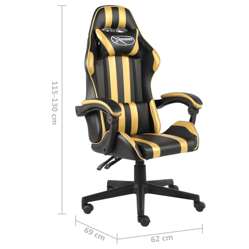 Gaming-Stuhl Schwarz und Golden Kunstleder - Premium Bürostühle  - Just €145.40! Shop now at homesales4u