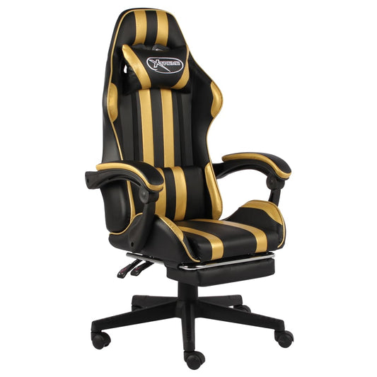 Gaming-Stuhl mit Fußstütze Schwarz und Golden Kunstleder - Premium Bürostühle  - Just €147.58! Shop now at homesales4u