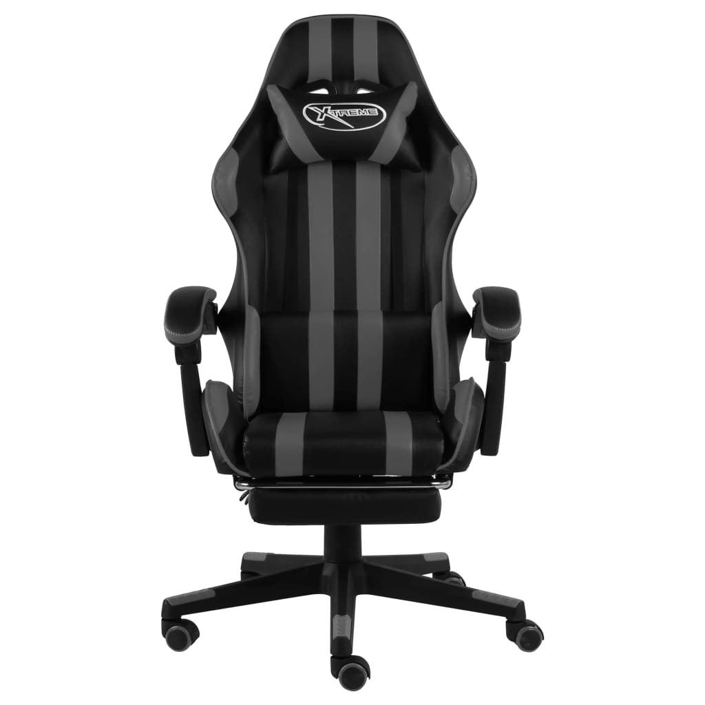 Gaming-Stuhl mit Fußstütze Schwarz und Grau Kunstleder - Premium Bürostühle  - Just €163.96! Shop now at homesales4u
