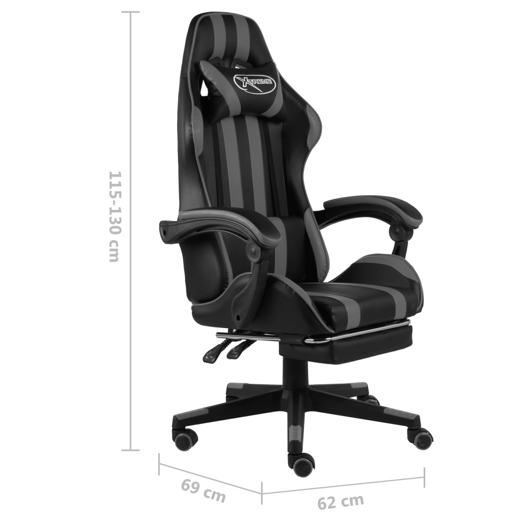 Gaming-Stuhl mit Fußstütze Schwarz und Grau Kunstleder - Premium Bürostühle  - Just €163.96! Shop now at homesales4u