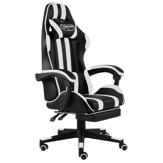Gaming-Stuhl mit Fußstütze Schwarz und Weiß Kunstleder - Premium Bürostühle  - Just €153.02! Shop now at homesales4u