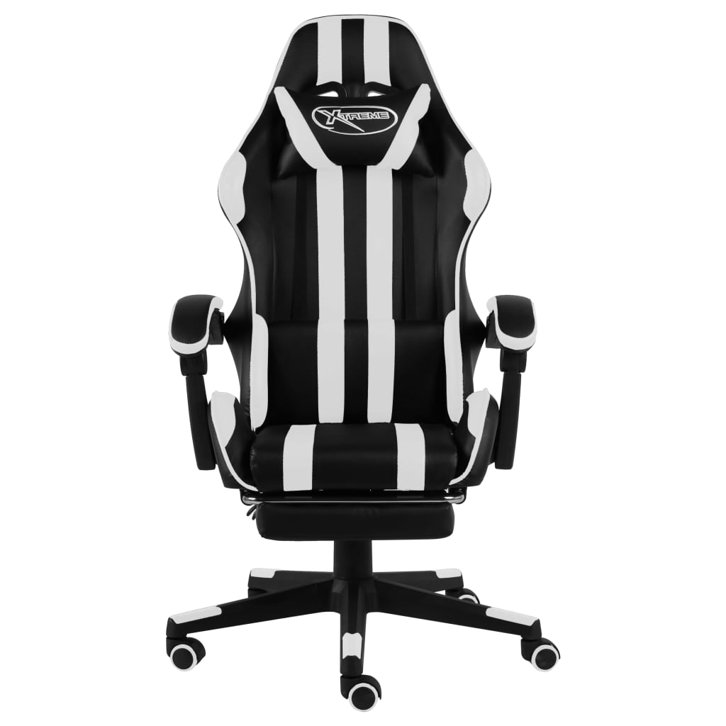 Gaming-Stuhl mit Fußstütze Schwarz und Weiß Kunstleder - Premium Bürostühle  - Just €153.02! Shop now at homesales4u