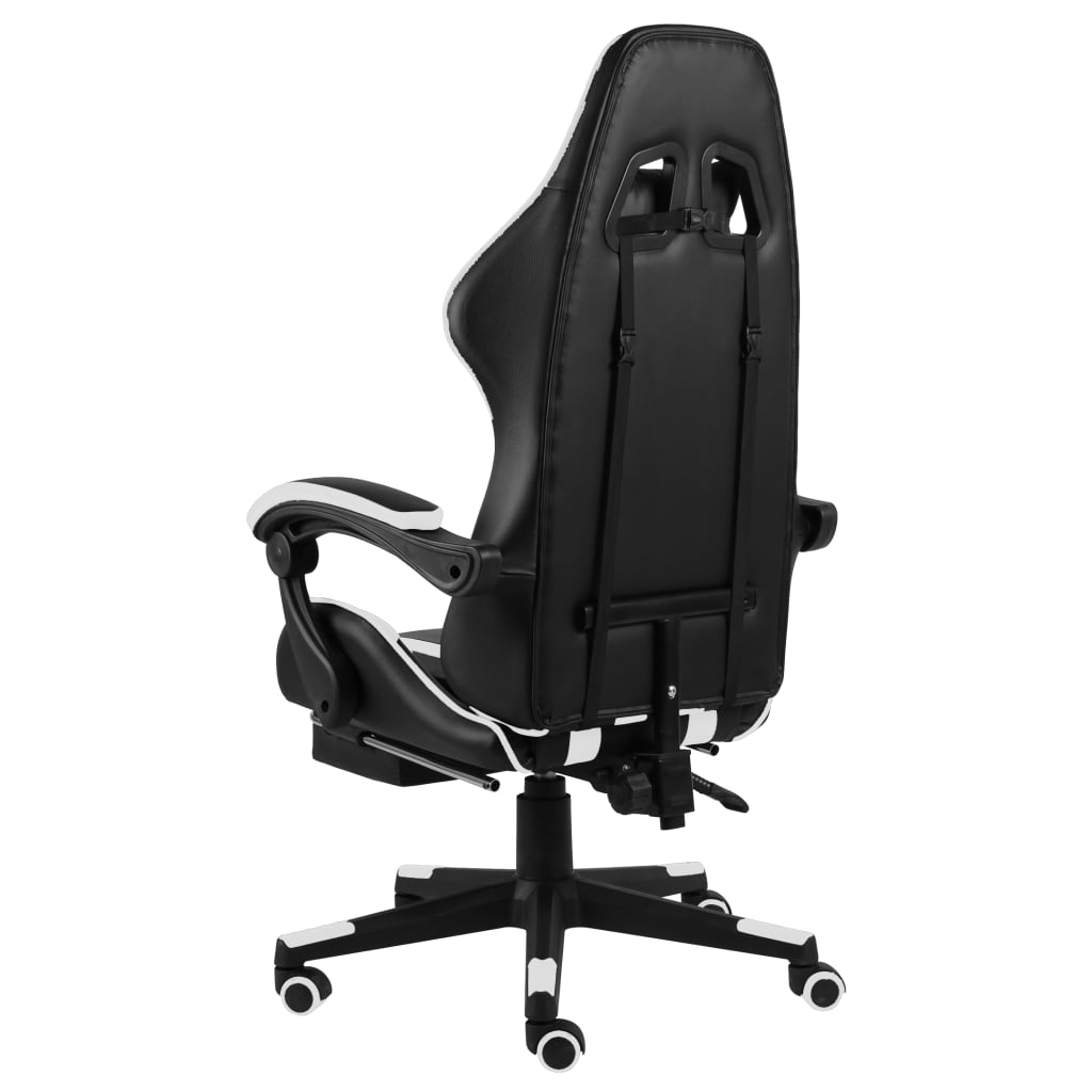 Gaming-Stuhl mit Fußstütze Schwarz und Weiß Kunstleder - Premium Bürostühle  - Just €153.02! Shop now at homesales4u