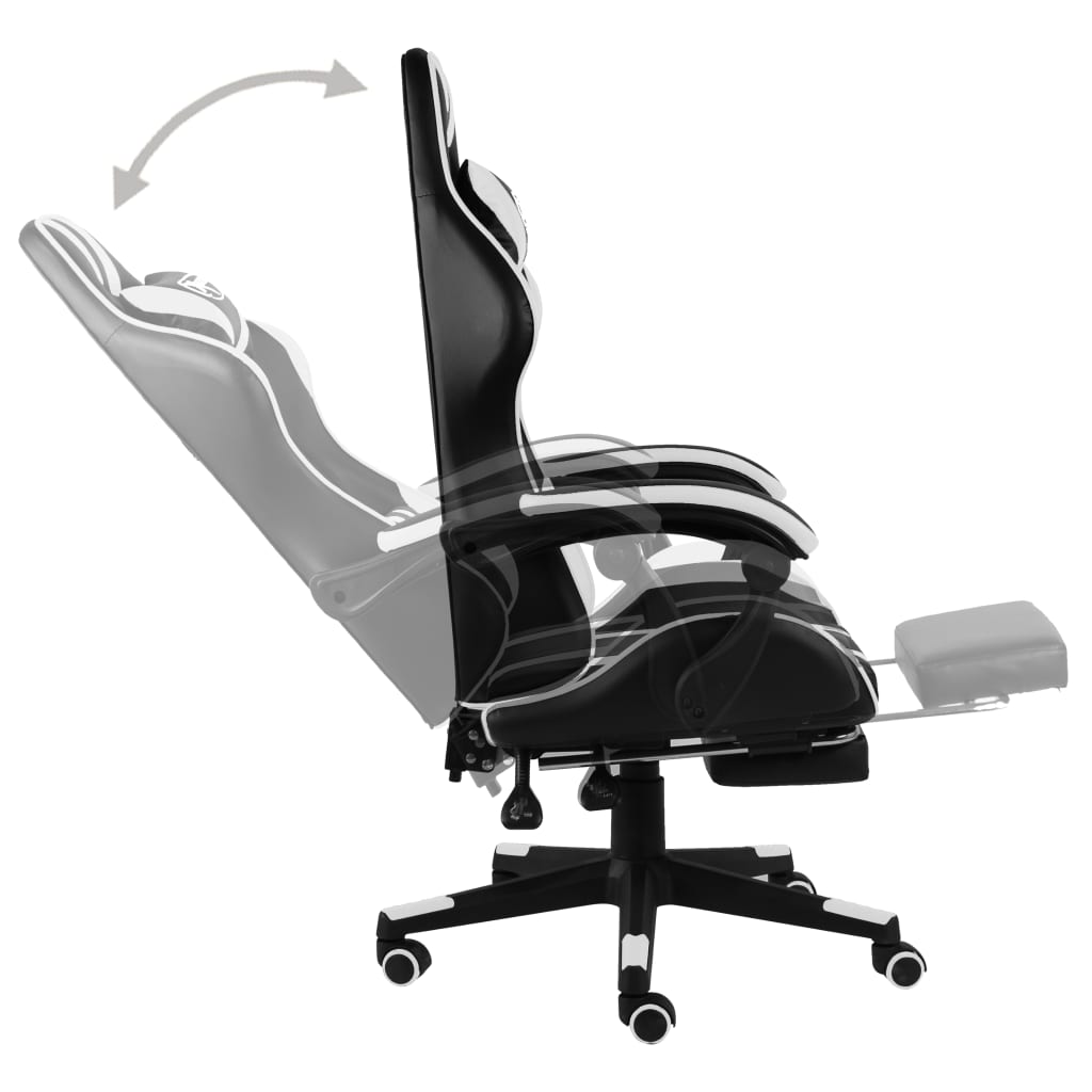 Gaming-Stuhl mit Fußstütze Schwarz und Weiß Kunstleder - Premium Bürostühle  - Just €153.02! Shop now at homesales4u