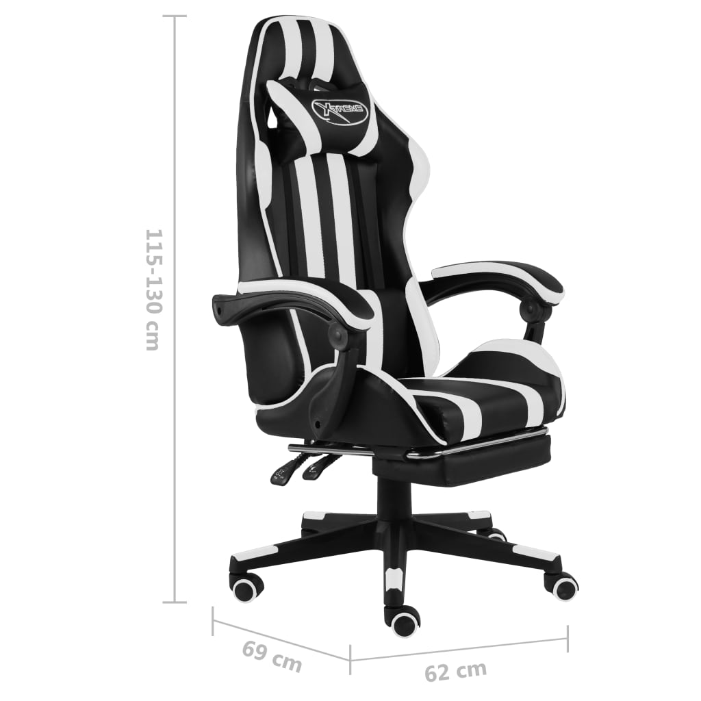 Gaming-Stuhl mit Fußstütze Schwarz und Weiß Kunstleder - Premium Bürostühle  - Just €153.02! Shop now at homesales4u