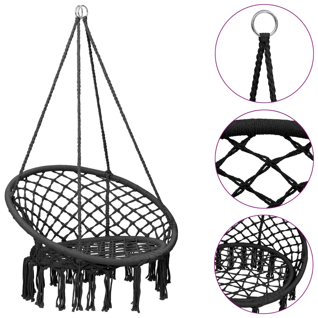 Hängesessel 80 cm Anthrazit - Premium Schaukeln  - Just €87.43! Shop now at homesales4u