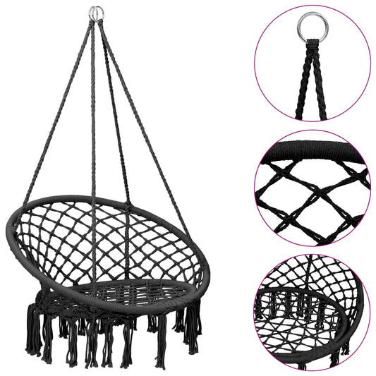 Hängesessel 80 cm Anthrazit - Premium Schaukeln  - Just €87.43! Shop now at homesales4u