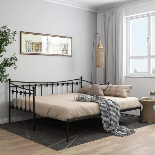Ausziehsofa Bettgestell Schwarz Metall 90x200 cm - Premium Betten & Bettgestelle  - Just €215.64! Shop now at homesales4u