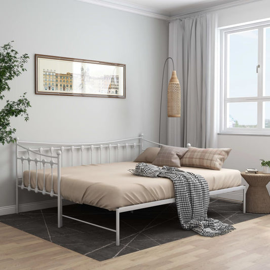Ausziehsofa Bettgestell Weiß Metall 90x200 cm - Premium Betten & Bettgestelle  - Just €212.50! Shop now at homesales4u