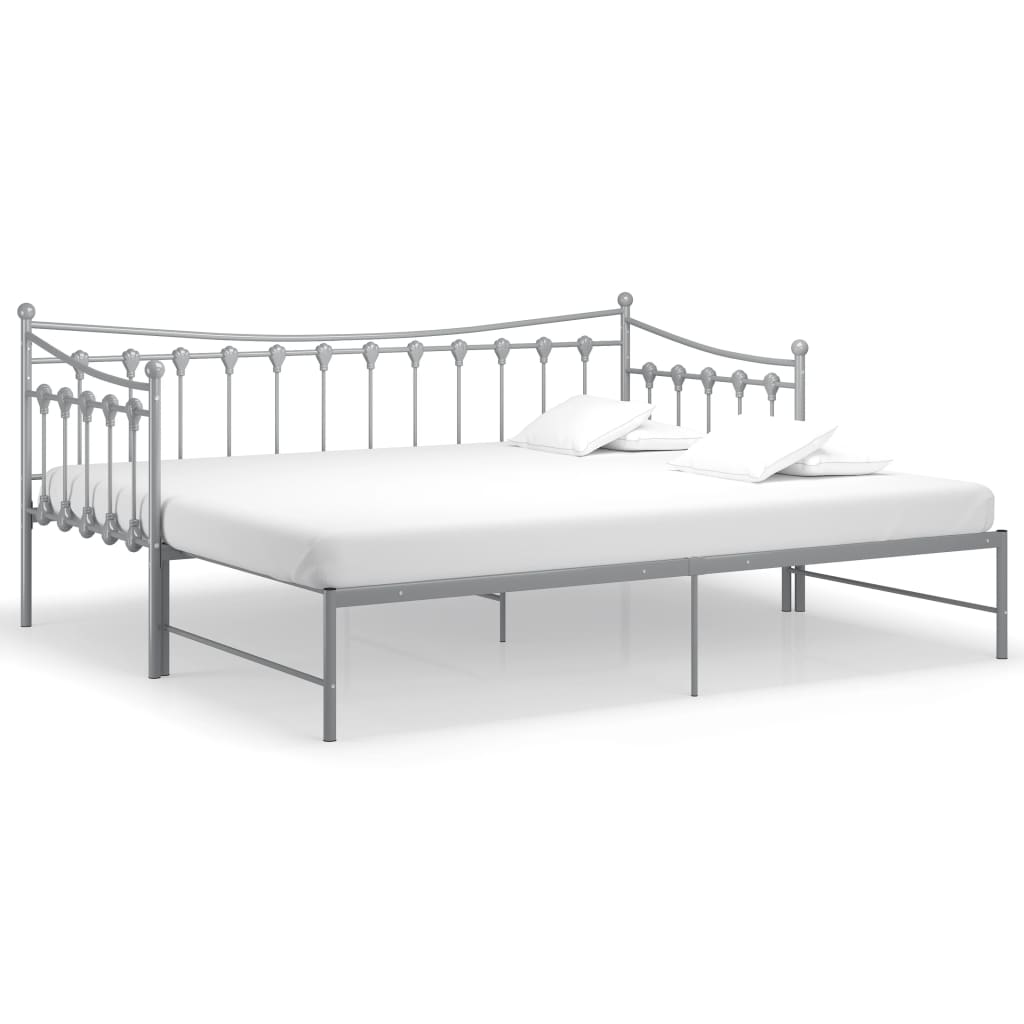 Ausziehsofa Bettgestell Grau Metall 90x200 cm - Premium Betten & Bettgestelle  - Just €203.82! Shop now at homesales4u