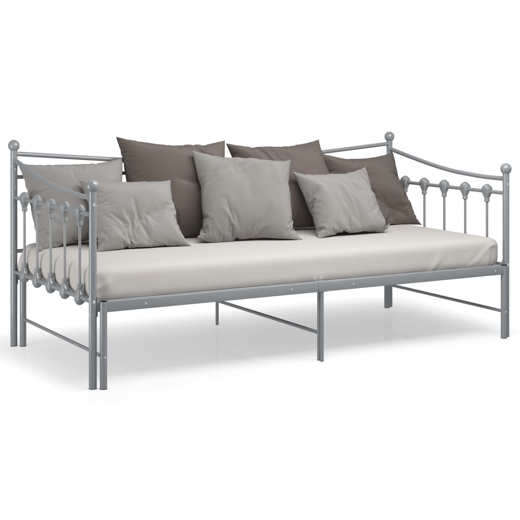 Ausziehsofa Bettgestell Grau Metall 90x200 cm - Premium Betten & Bettgestelle  - Just €203.82! Shop now at homesales4u