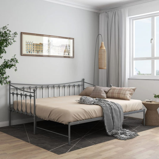 Ausziehsofa Bettgestell Grau Metall 90x200 cm - Premium Betten & Bettgestelle  - Just €203.82! Shop now at homesales4u