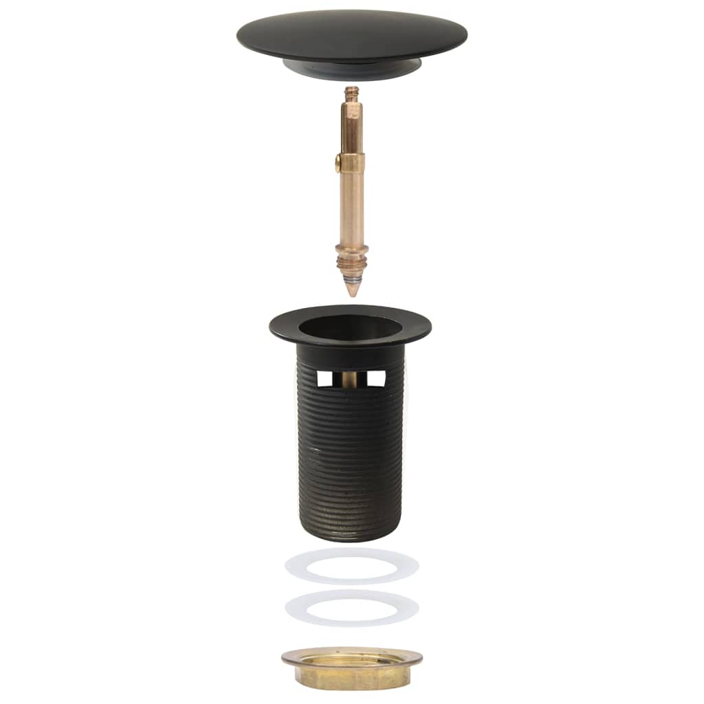 Ablaufgarnitur mit Überlauf Schwarz 6,4x6,4x9,1 cm - Premium Armaturen  - Just €18.71! Shop now at homesales4u