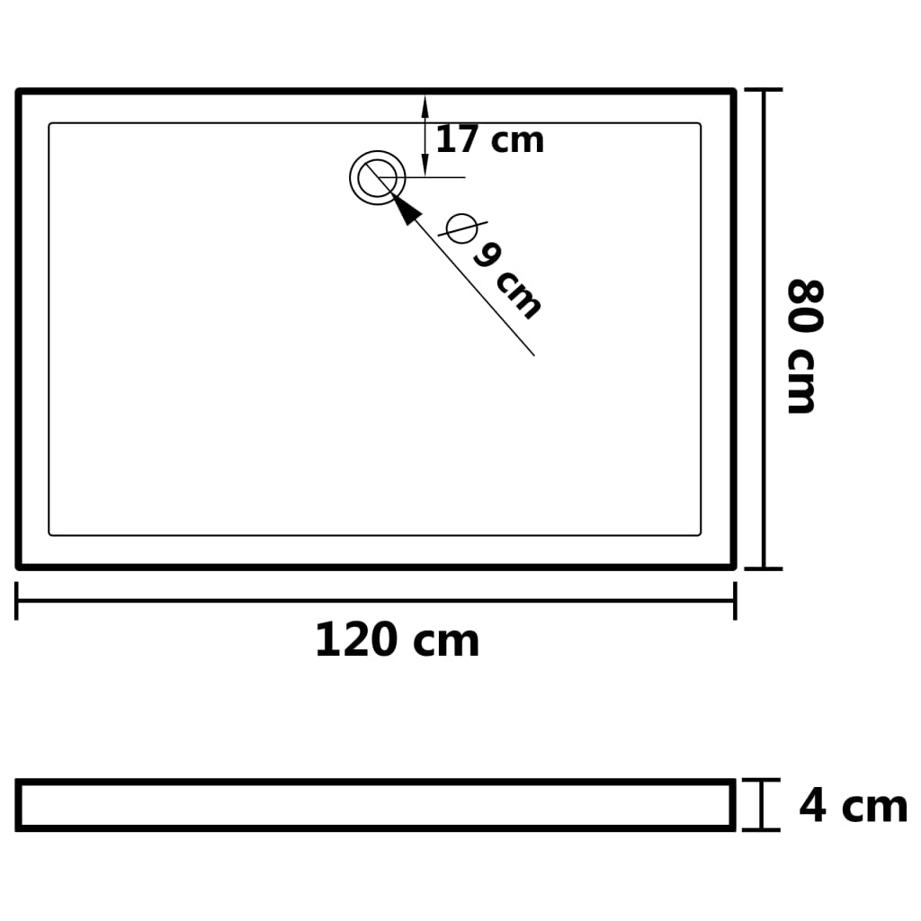 Duschtasse ABS Rechteckig Schwarz 80x120 cm - Premium Duschwannen  - Just €160.17! Shop now at homesales4u