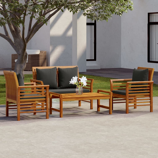4-tlg. Garten-Lounge-Set mit Kissen Massivholz Akazie - Premium Gartenmöbel-Sets  - Just €625.57! Shop now at homesales4u