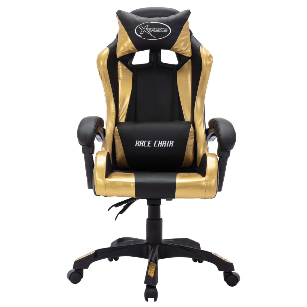 Gaming-Stuhl mit RGB LED-Leuchten Gold und Schwarz Kunstleder - Premium Bürostühle  - Just €207.82! Shop now at homesales4u