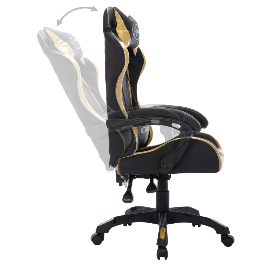 Gaming-Stuhl mit RGB LED-Leuchten Gold und Schwarz Kunstleder - Premium Bürostühle  - Just €207.82! Shop now at homesales4u