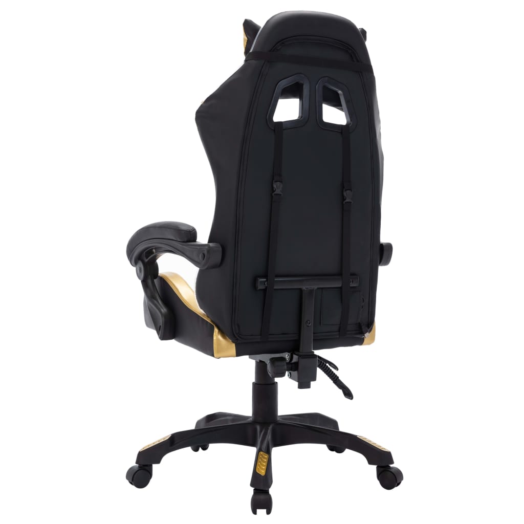 Gaming-Stuhl mit RGB LED-Leuchten Gold und Schwarz Kunstleder - Premium Bürostühle  - Just €207.82! Shop now at homesales4u