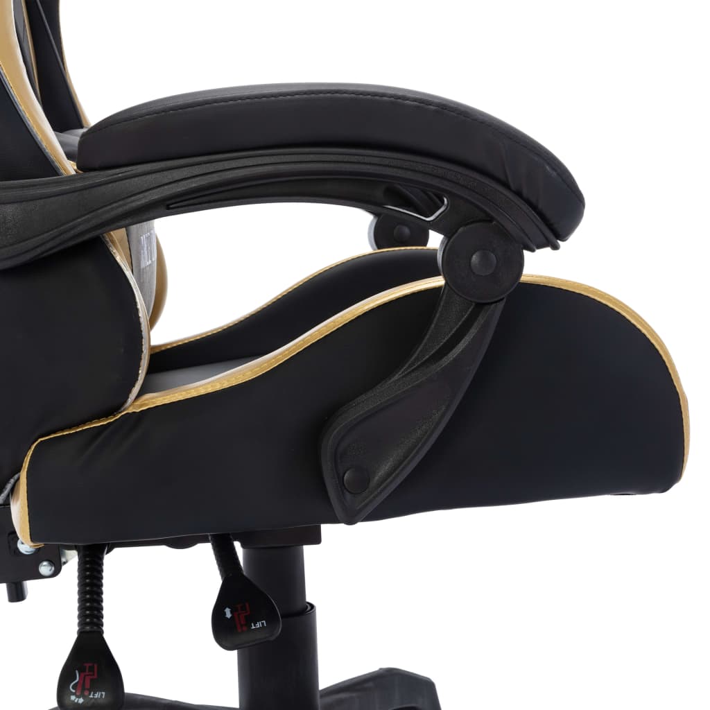 Gaming-Stuhl mit RGB LED-Leuchten Gold und Schwarz Kunstleder - Premium Bürostühle  - Just €207.82! Shop now at homesales4u
