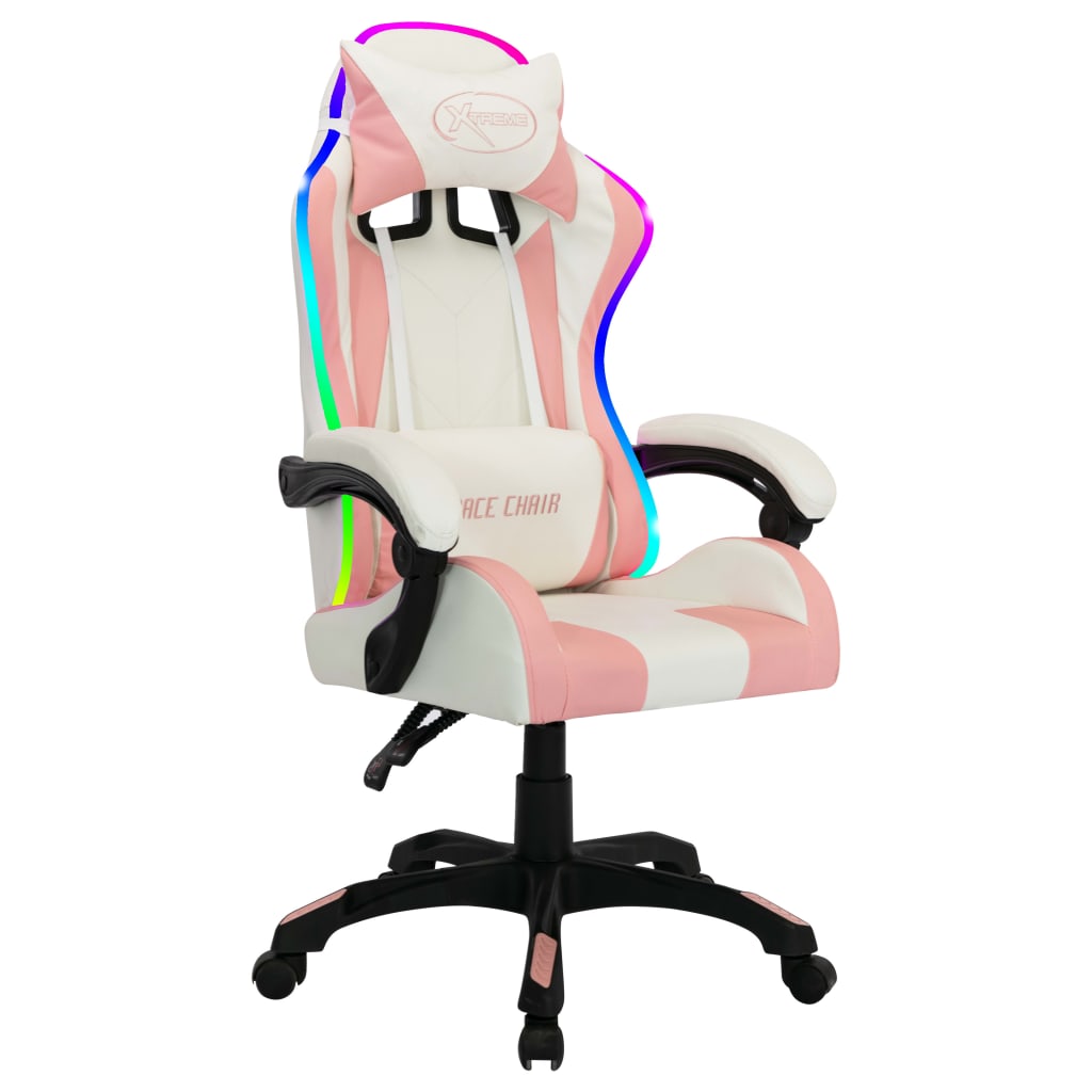 Gaming-Stuhl mit RGB LED-Leuchten Rosa und Schwarz Kunstleder - Premium Bürostühle  - Just €209.90! Shop now at homesales4u