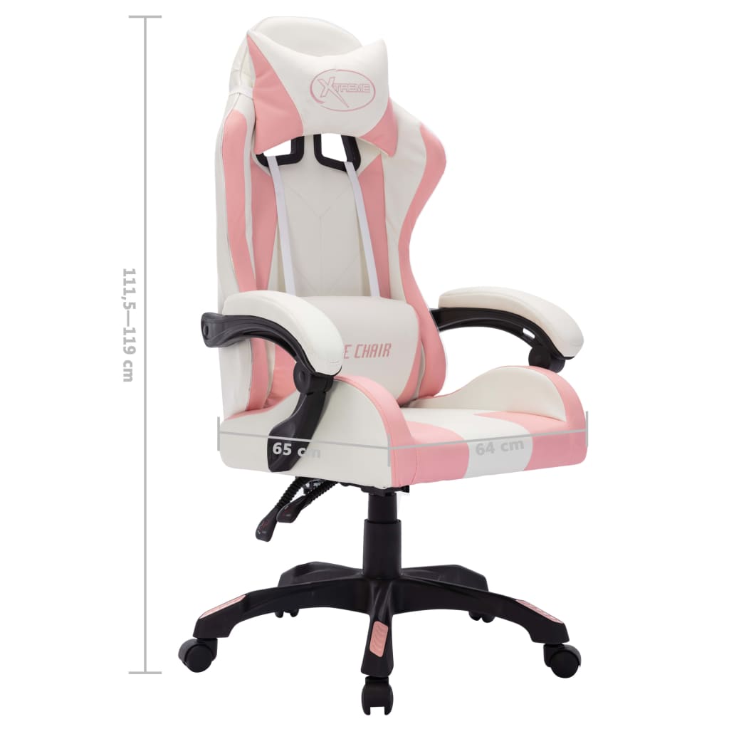 Gaming-Stuhl mit RGB LED-Leuchten Rosa und Schwarz Kunstleder - Premium Bürostühle  - Just €209.90! Shop now at homesales4u