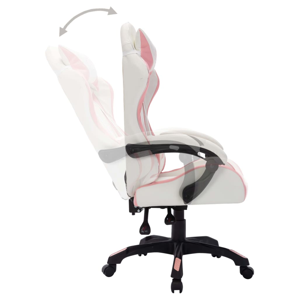 Gaming-Stuhl mit RGB LED-Leuchten Rosa und Schwarz Kunstleder - Premium Bürostühle  - Just €209.90! Shop now at homesales4u