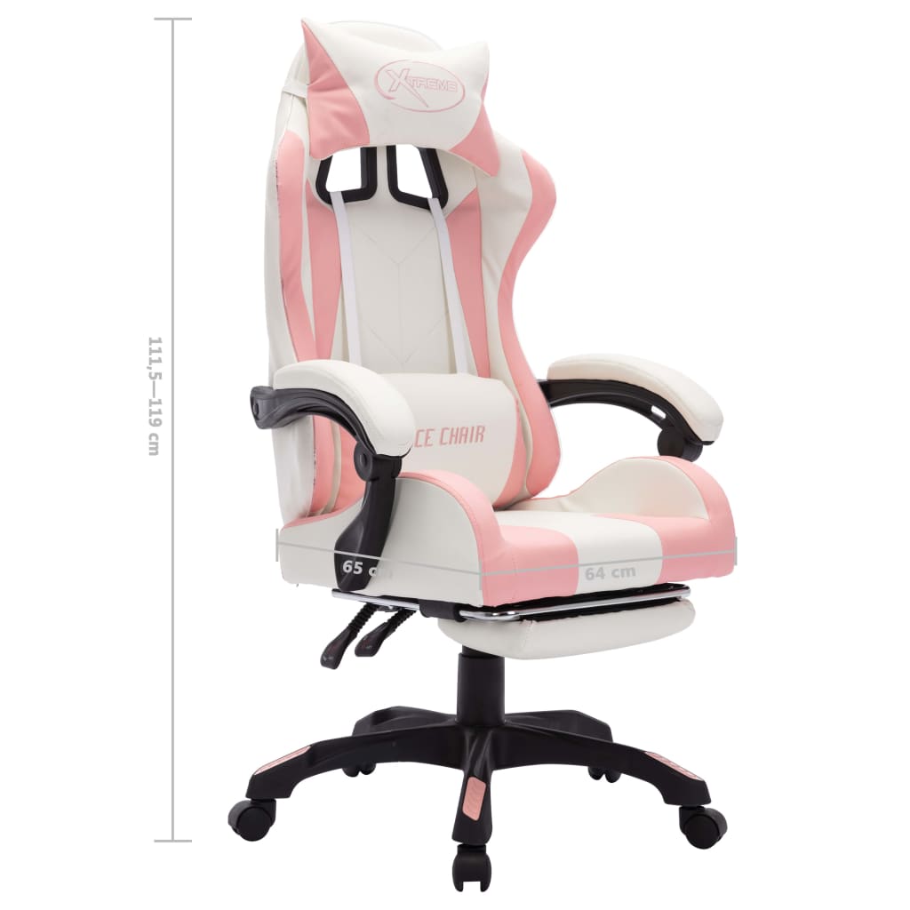 Gaming-Stuhl mit RGB LED-Leuchten Rosa und Weiß Kunstleder - Premium Bürostühle  - Just €255.09! Shop now at homesales4u