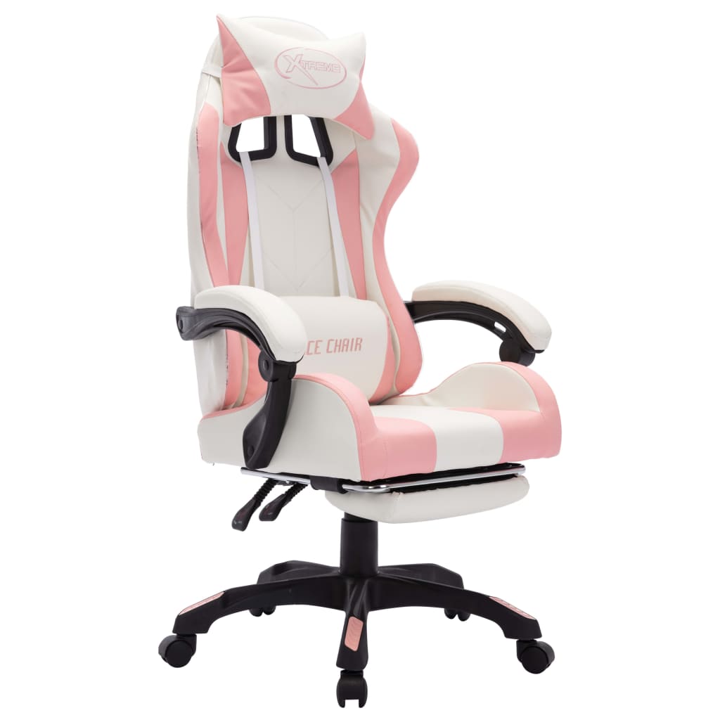 Gaming-Stuhl mit RGB LED-Leuchten Rosa und Weiß Kunstleder - Premium Bürostühle  - Just €255.09! Shop now at homesales4u