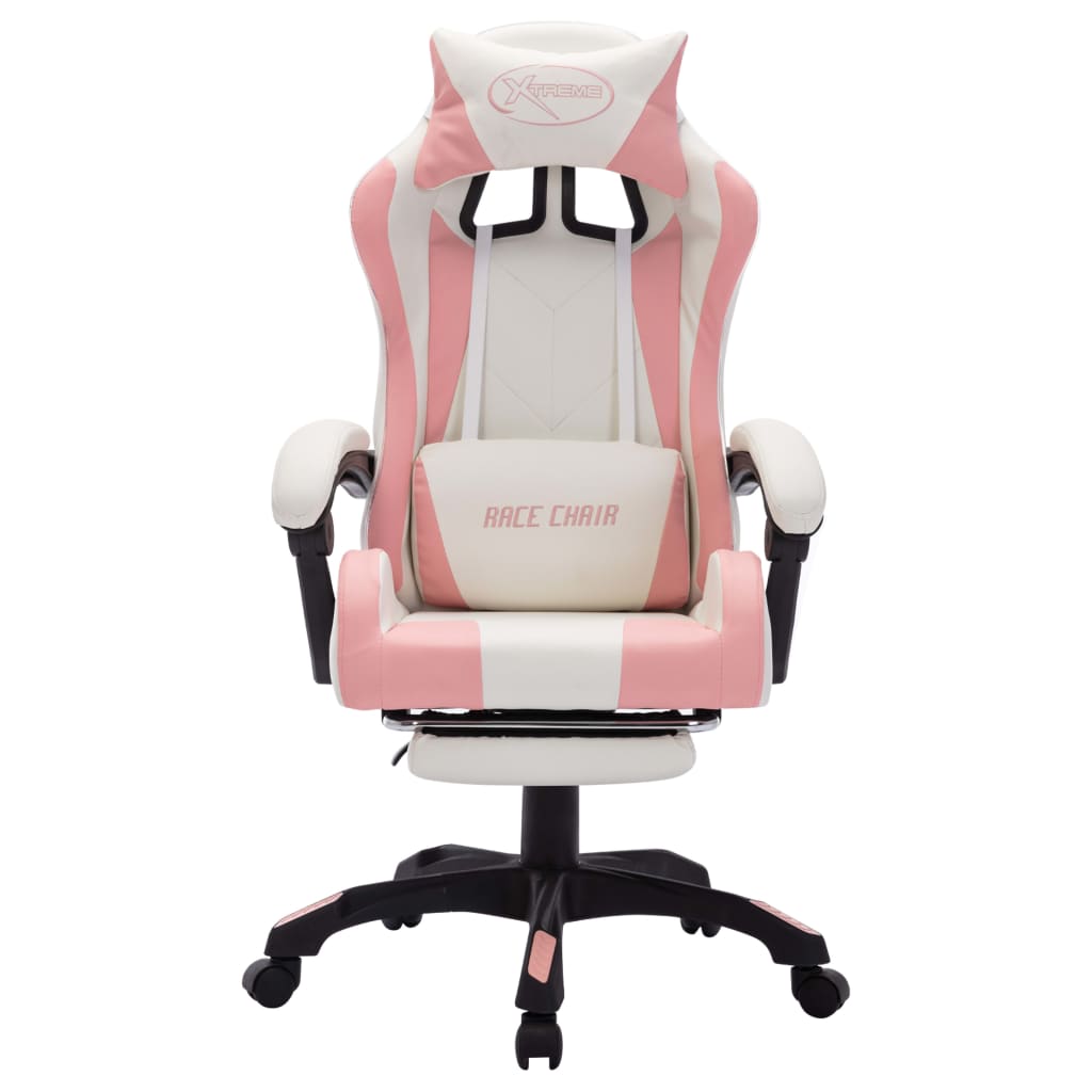 Gaming-Stuhl mit RGB LED-Leuchten Rosa und Weiß Kunstleder - Premium Bürostühle  - Just €255.09! Shop now at homesales4u