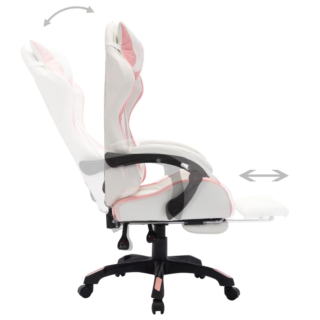 Gaming-Stuhl mit RGB LED-Leuchten Rosa und Weiß Kunstleder - Premium Bürostühle  - Just €255.09! Shop now at homesales4u