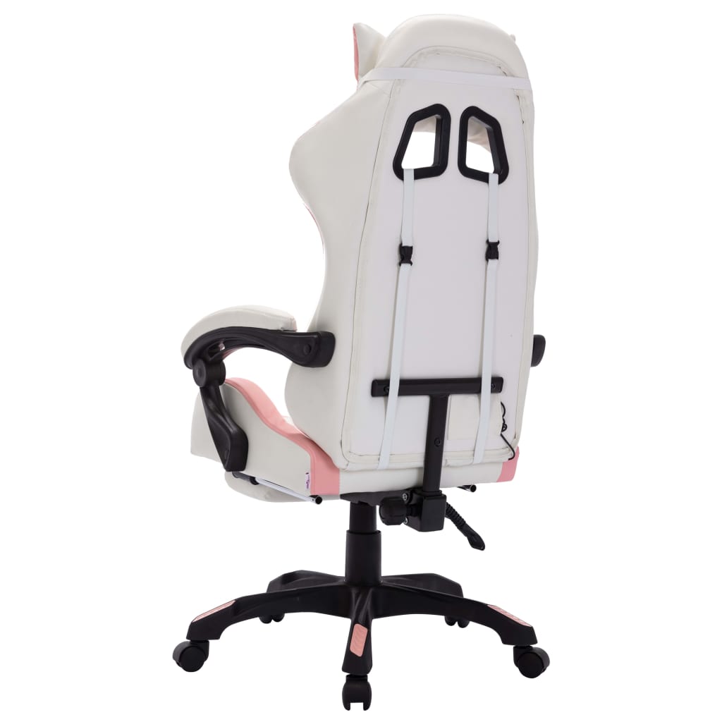 Gaming-Stuhl mit RGB LED-Leuchten Rosa und Weiß Kunstleder - Premium Bürostühle  - Just €255.09! Shop now at homesales4u