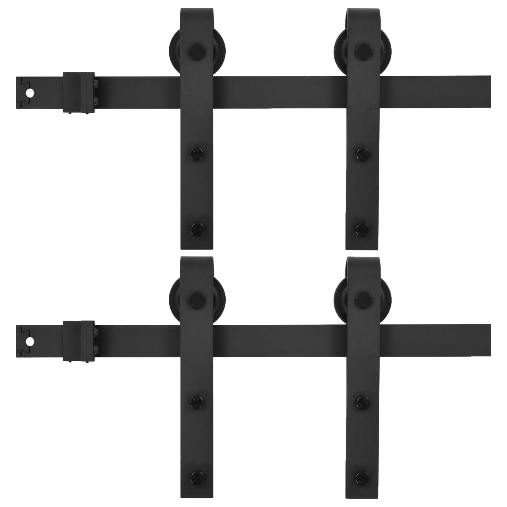 Schiebetür-Beschlagsätze 2 Stk. 183 cm Stahl Schwarz - Premium Türbeschläge & -klingeln  - Just €123.02! Shop now at homesales4u