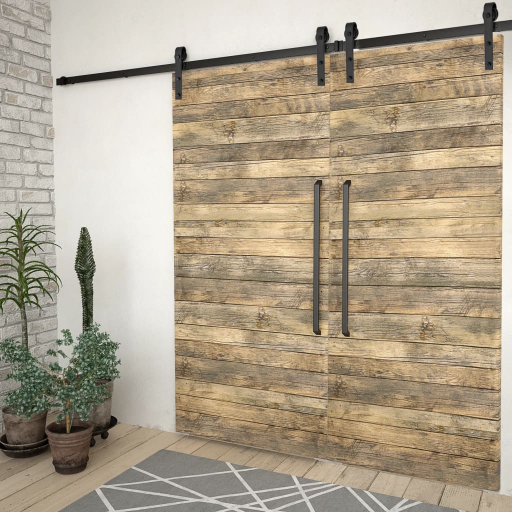 Schiebetür-Beschlagsätze 2 Stk. 183 cm Stahl Schwarz - Premium Türbeschläge & -klingeln  - Just €123.02! Shop now at homesales4u