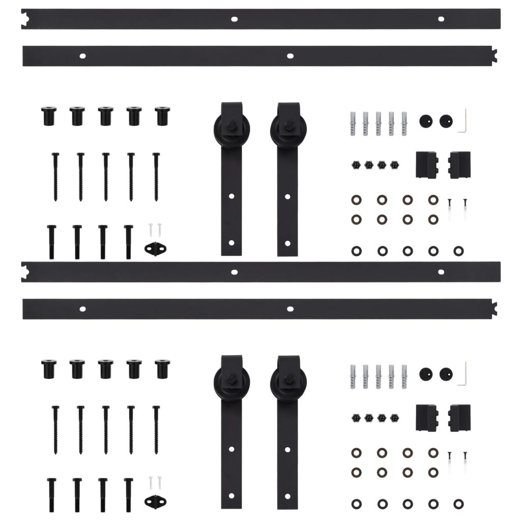 Schiebetür-Beschlagsätze 2 Stk. 183 cm Stahl Schwarz - Premium Türbeschläge & -klingeln  - Just €123.02! Shop now at homesales4u