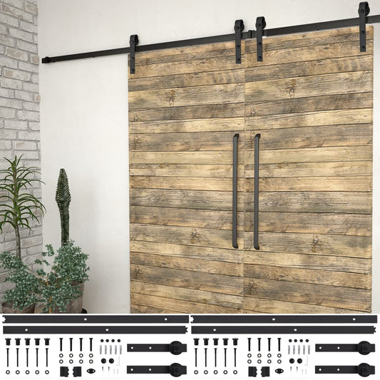 Schiebetür-Beschlagsätze 2 Stk. 183 cm Stahl Schwarz - Premium Türbeschläge & -klingeln  - Just €123.02! Shop now at homesales4u