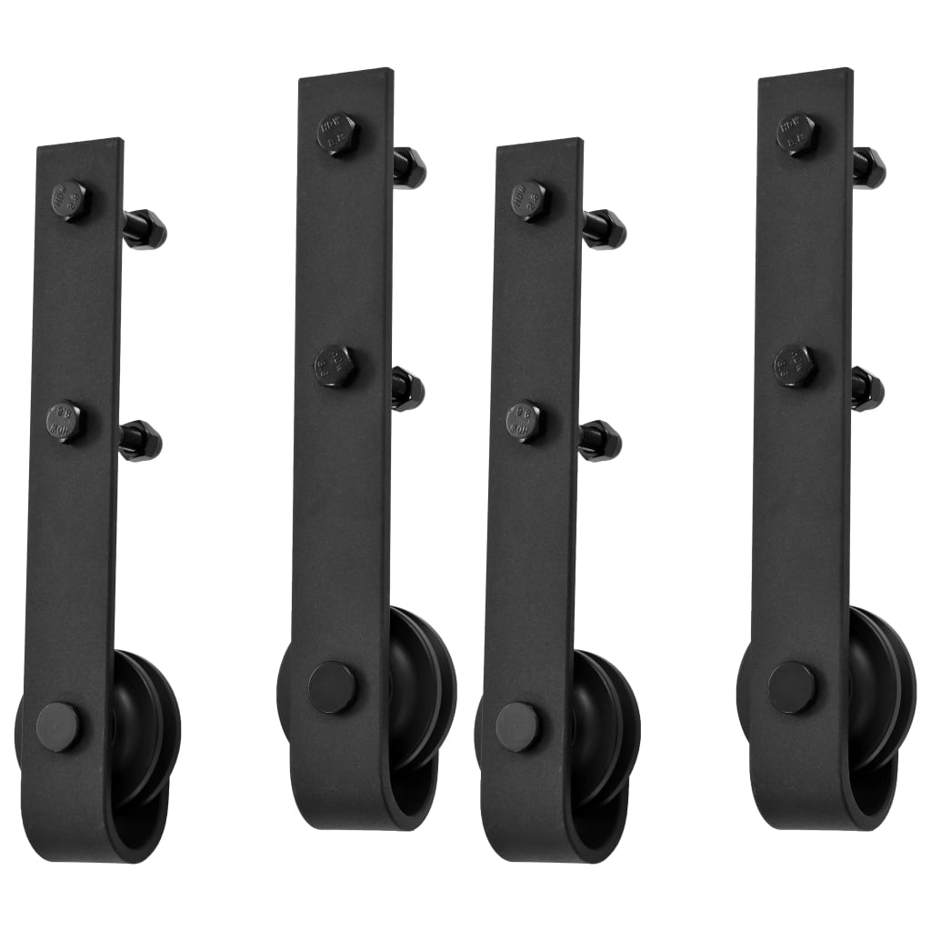 Schiebetür-Beschlagsätze 2 Stk. 200 cm Stahl Schwarz - Premium Türbeschläge & -klingeln  - Just €122.21! Shop now at homesales4u