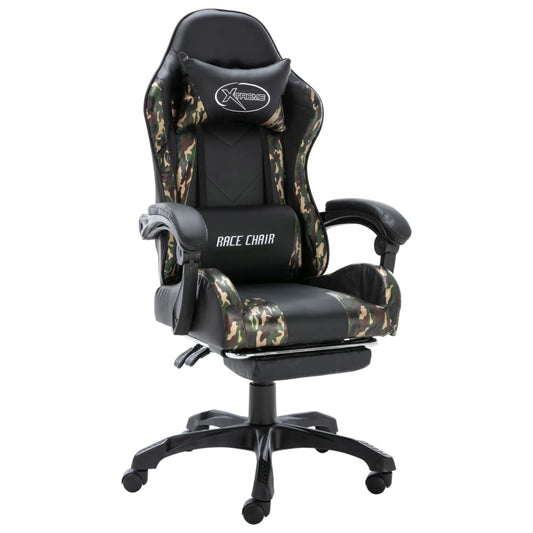 Gaming-Stuhl mit Fußstütze Schwarz und Tarnmuster Kunstleder - Premium Bürostühle  - Just €168.71! Shop now at homesales4u