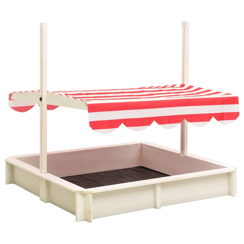 Sandkasten mit Verstellbarem Dach Tannenholz Weiß und Rot UV50 - Premium Sandkästen  - Just €128.35! Shop now at homesales4u