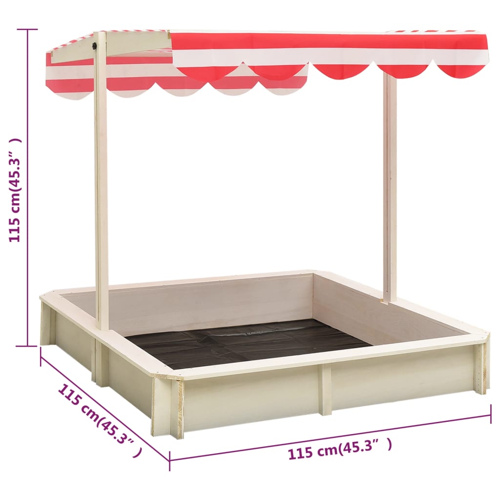 Sandkasten mit Verstellbarem Dach Tannenholz Weiß und Rot UV50 - Premium Sandkästen  - Just €128.35! Shop now at homesales4u