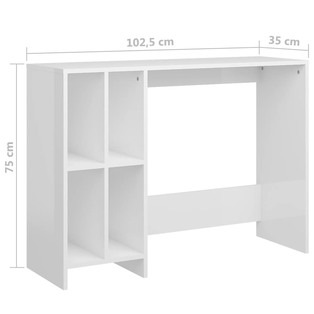 Computertisch Hochglanz-Weiß 102,5x35x75 cm Holzwerkstoff - Premium Schreibtische  - Just €73.97! Shop now at homesales4u