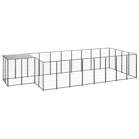 Hundezwinger Schwarz 10,89 m² Stahl - Premium Hundezwinger & -ausläufe  - Just €563.62! Shop now at homesales4u
