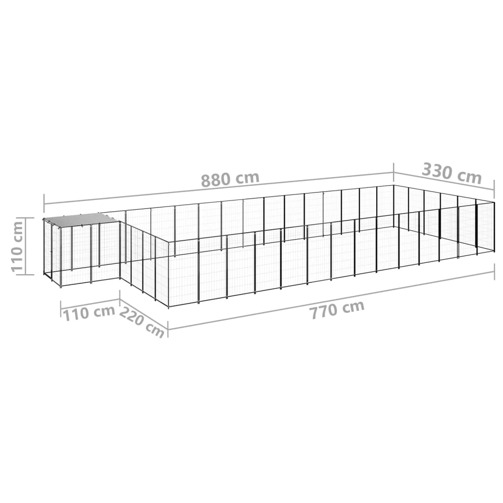 Hundezwinger Schwarz 26,62 m² Stahl - Premium Hundezwinger & -ausläufe  - Just €874.22! Shop now at homesales4u