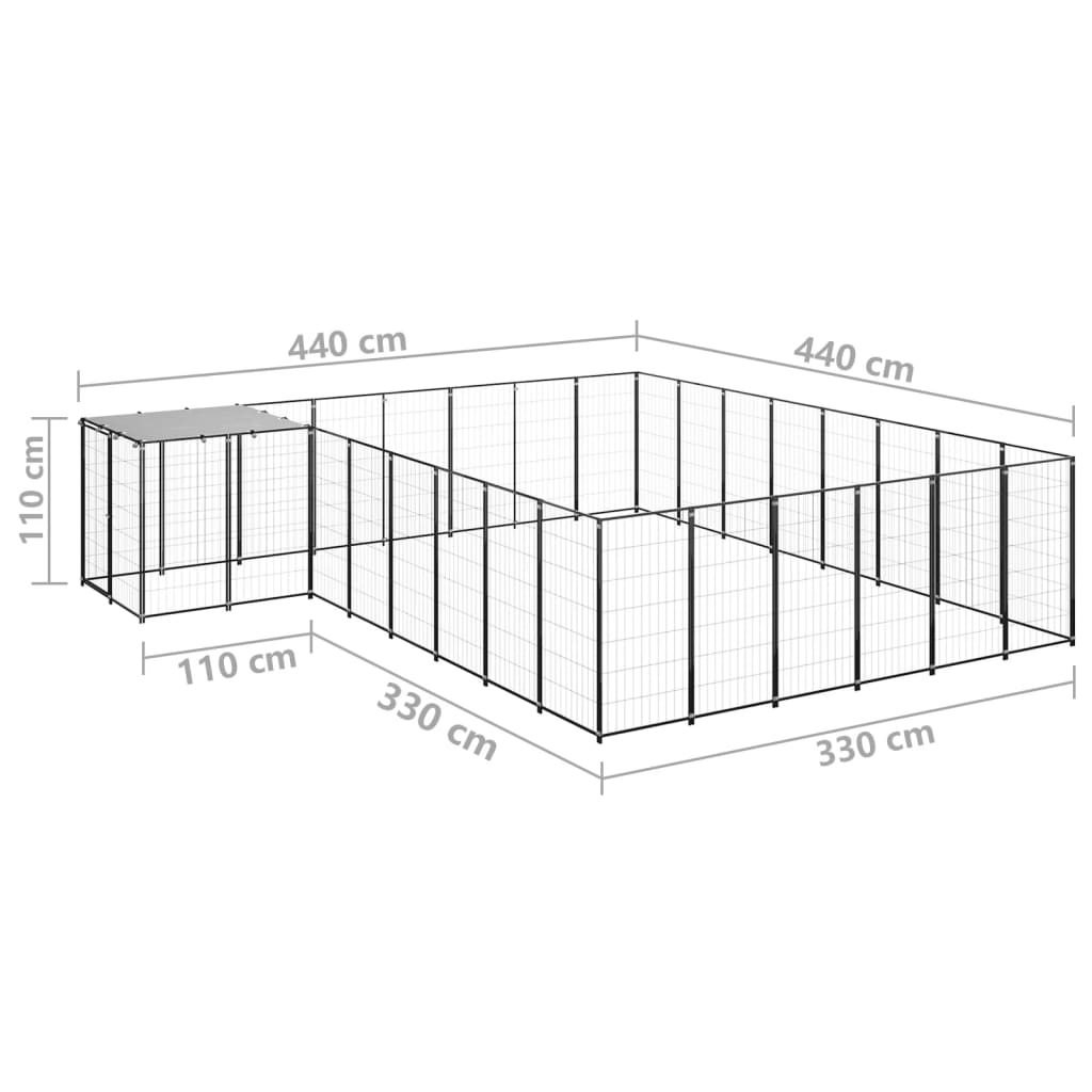Hundezwinger Schwarz 15,73 m² Stahl - Premium Hundezwinger & -ausläufe  - Just €633.37! Shop now at homesales4u