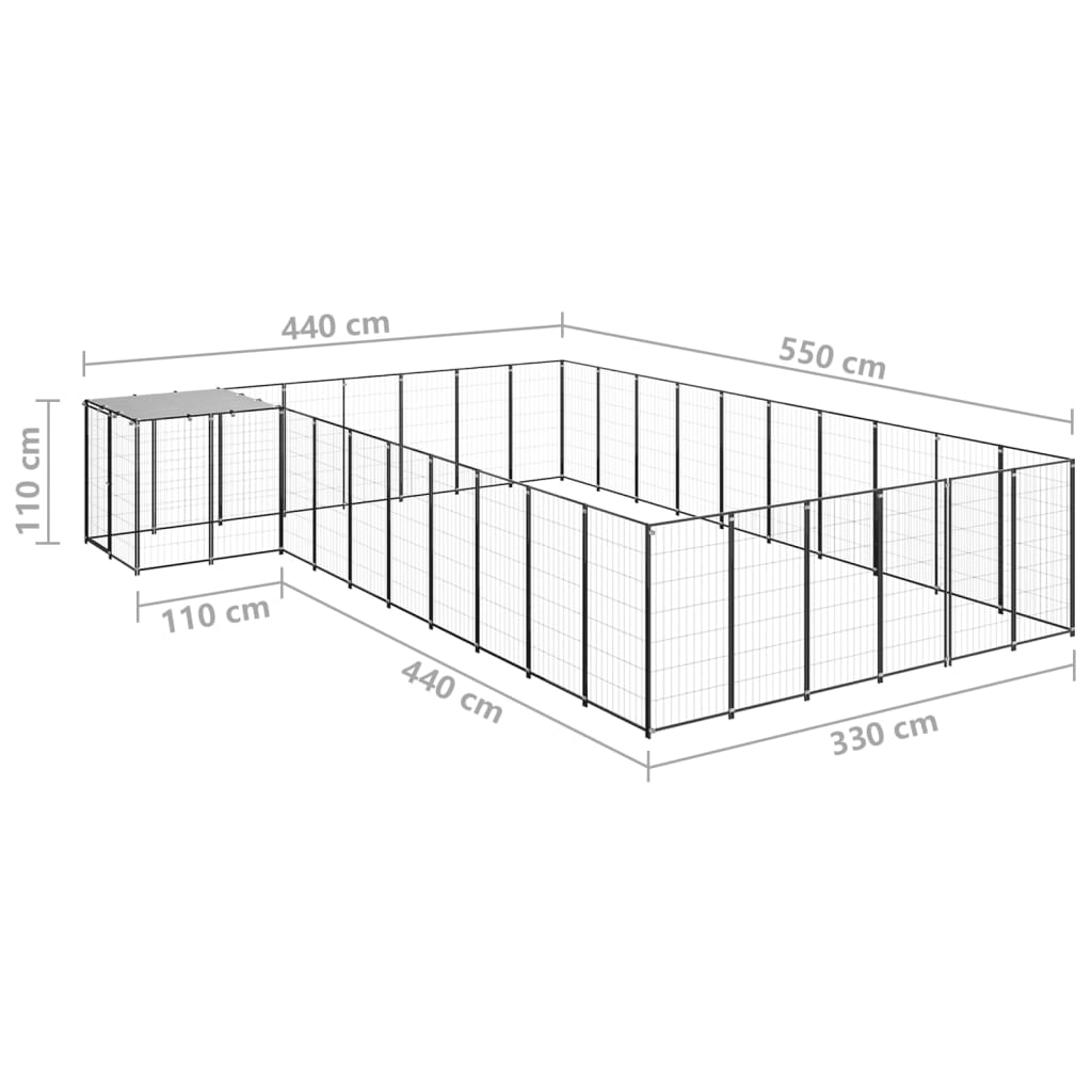 Hundezwinger Schwarz 19,36 m² Stahl - Premium Hundezwinger & -ausläufe  - Just €714.37! Shop now at homesales4u