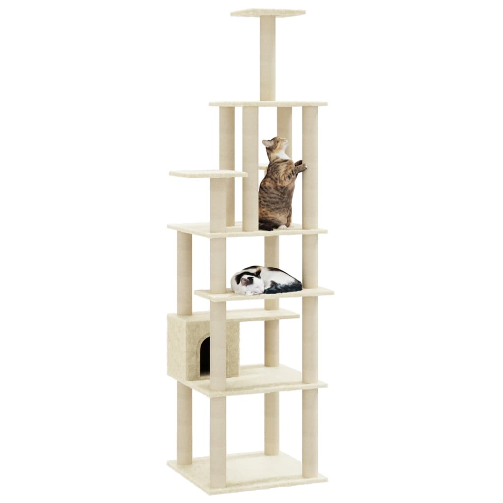 Kratzbaum mit Sisal-Kratzsäulen Creme 183 cm - Premium Kratzbäume  - Just €101.02! Shop now at homesales4u