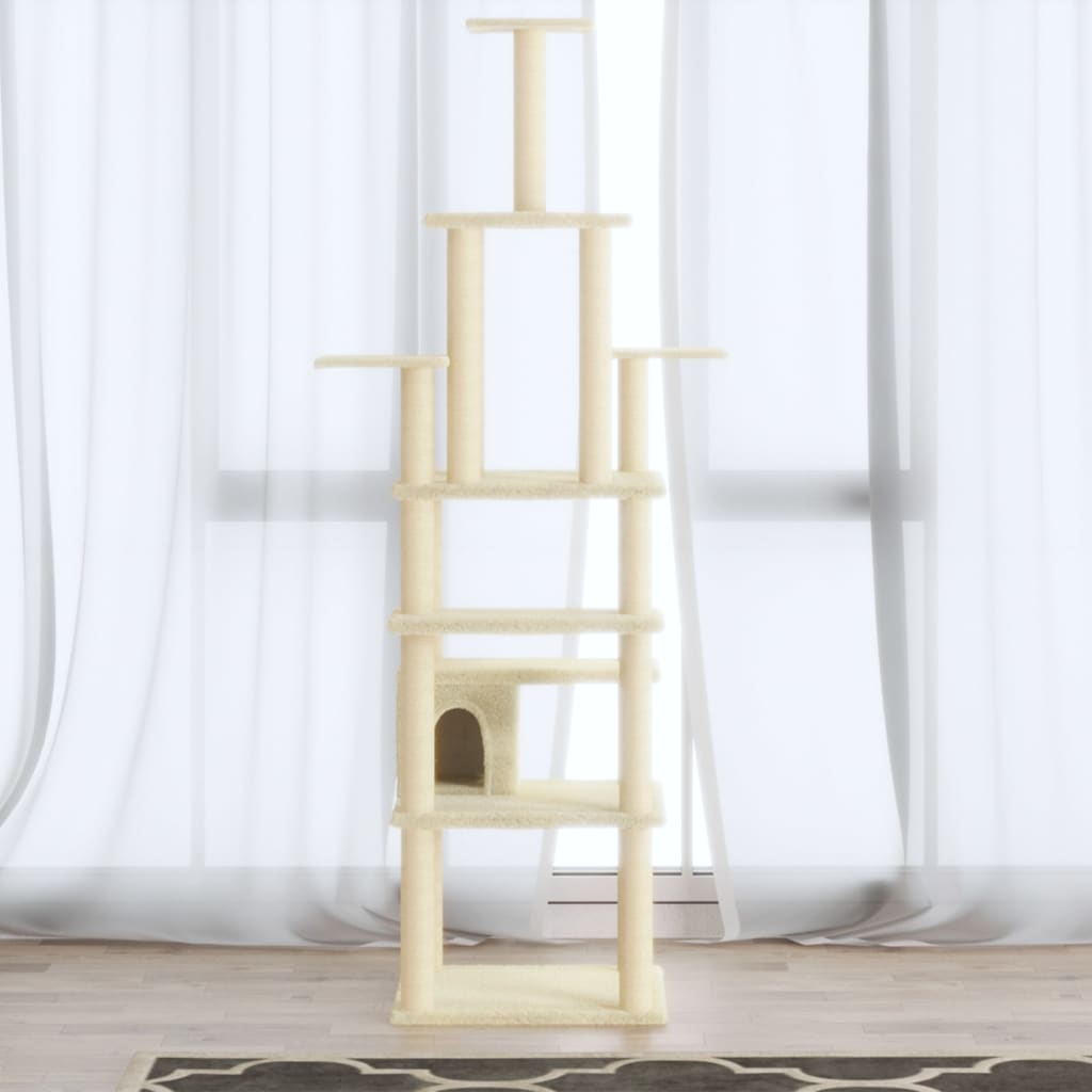 Kratzbaum mit Sisal-Kratzsäulen Creme 183 cm - Premium Kratzbäume  - Just €101.02! Shop now at homesales4u