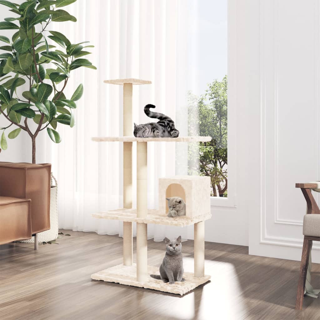 Kratzbaum mit Sisal-Kratzsäulen Creme 119 cm - Premium Kratzbäume  - Just €56.08! Shop now at homesales4u